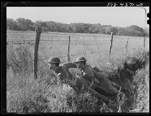 Fort Riley, Kansas. During a field problem of a mechanized cavalry reconnaissance unit