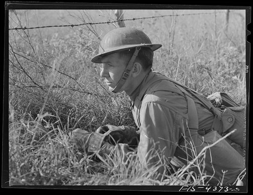Fort Riley, Kansas. During a field problem of a mechanized cavalry reconnaissance unit