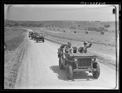 Fort Riley, Kansas. Units of a reconnaissance platoon going back to camp after a day in the field