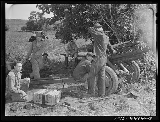Fort Riley, Kansas. Artillery practice. Firing 37 mm guns