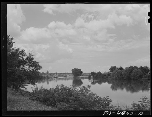 Untitled photo, possibly related to: Wilson Dam, Alabama (Tennessee Valley Authority (TVA)). Excursion steamer Gordon C. Green of Cincinnati approaching Wilson Dam, Alabama