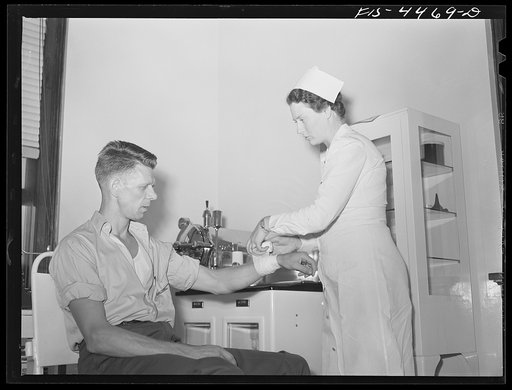 Sheffield, Alabama (Tennessee Valley Authority (TVA)). Hall receives first aid at aluminum plant