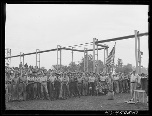 Untitled photo, possibly related to: Wilson Dam, Alabama (Tennessee Valley Authority (TVA)). Safety meeting