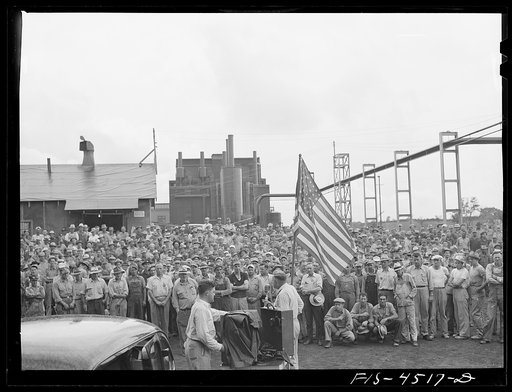 Wilson Dam, Alabama (Tennessee Valley Authority (TVA)). Safety and patriotic meeting at TVA chemical plant