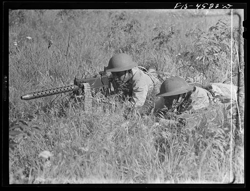 Fort Riley, Kansas. Cavalrymen manning a .30 caliber machine gun