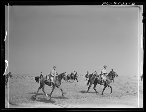 Fort Riley, Kansas. Part of a machine gun brigade on a field problem