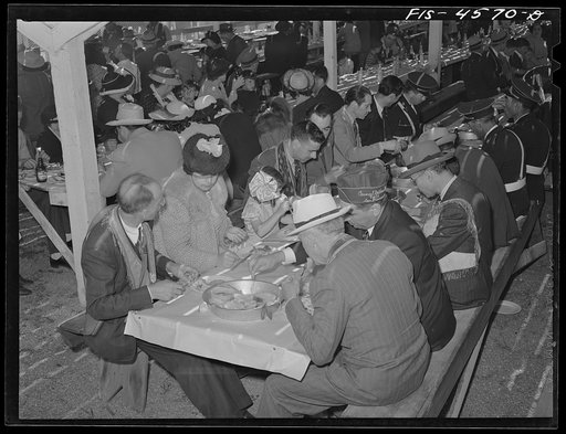 Untitled photo, possibly related to: Dinner at the Holy Ghost fiesta. Santa Clara, California