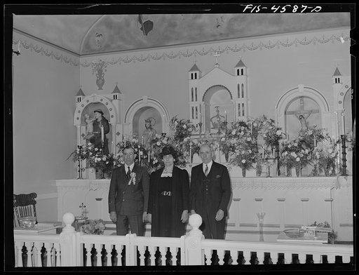 Officers of the Sociedade do Espirito Santo (SES) corporation, Portuguese-American society, under whose sponsorship the fiesta of the Holy Ghost was. Santa Clara, California