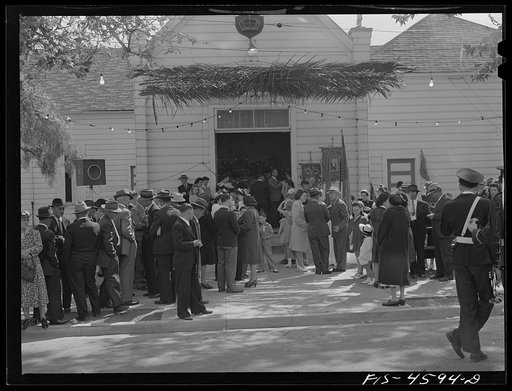 In front of the SES (Sociedade do Espirito Santo) hall during the fiesta of the Holy Ghost, Santa Clara, California