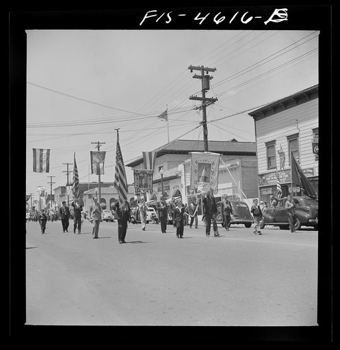 Banners and flags in the fiesta of the Holy Ghost. Santa Clara, California