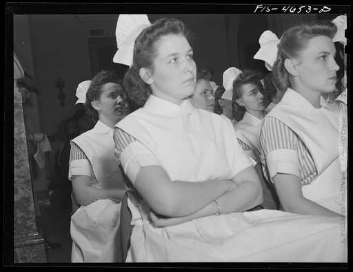Untitled photo, possibly related to: Washington, D.C. A group of student nurses who recently were admitted to the Red Cross reserve corps at a ceremony in the Pan American Union building