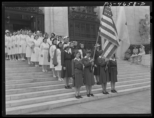 Untitled photo, possibly related to: Washington, D.C. A group of student nurses who recently were admitted to the Red Cross reserve corps at a ceremony in the Pan American Union building