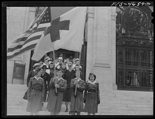 Untitled photo, possibly related to: Washington, D.C. A group of student nurses who recently were admitted to the Red Cross reserve corps at a ceremony in the Pan American Union building