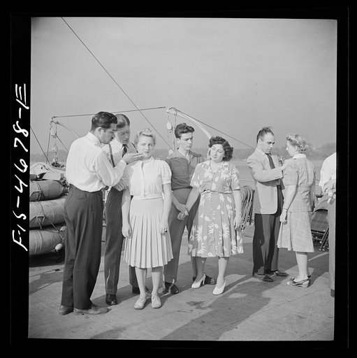 Untitled photo, possibly related to: Washington, D.C. Applying pressure to pressure point as part of a course in first aid, aboard a Potomac River boat