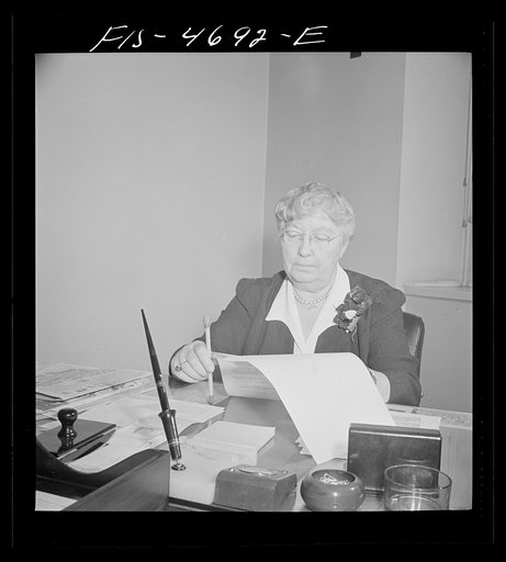 Washington, D.C. Mary Anderson, head of the Women's Bureau of the U.S. Department of Labor, at her desk