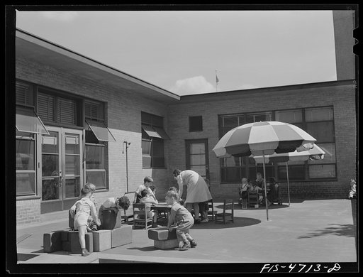 Untitled photo, possibly related to: Queens, New York. Nursery school at the Queensbridge housing project. Outdoor playground