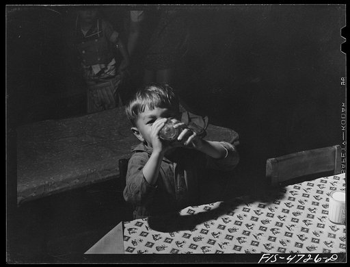 Untitled photo, possibly related to: Queens, New York. Nursery school at the Queensbridge housing project. Drinking milk