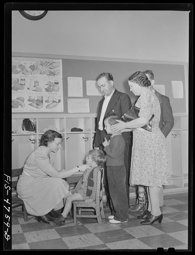 Queens, New York. Nursery school at the Queensbridge housing project. Parents bring their children to the nursery