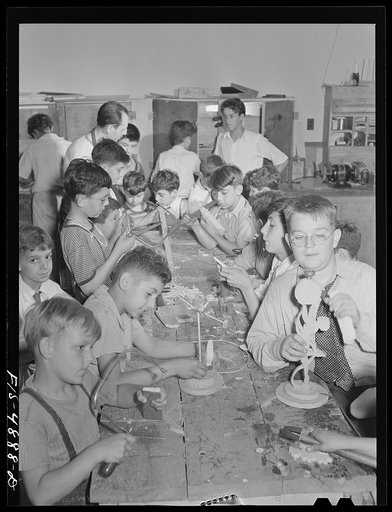 Brooklyn, New York. Red Hook housing project. Boys in the woodcraft class at the community center
