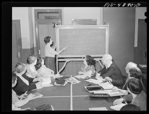 Brooklyn, New York. Red Hook housing project. Class in English at the community center