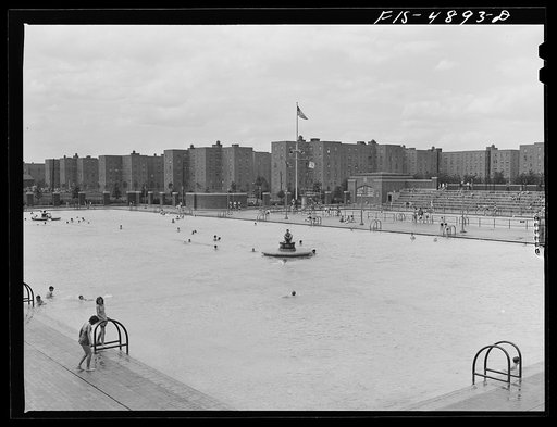 Brooklyn, New York. Red Hook housing project. Wading pool at the city play center