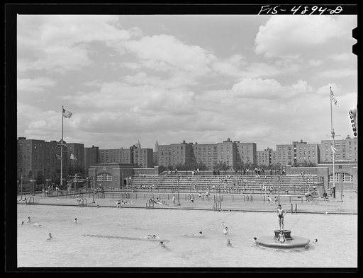 Brooklyn, New York. Red Hook housing project. Wading pool at the city play center