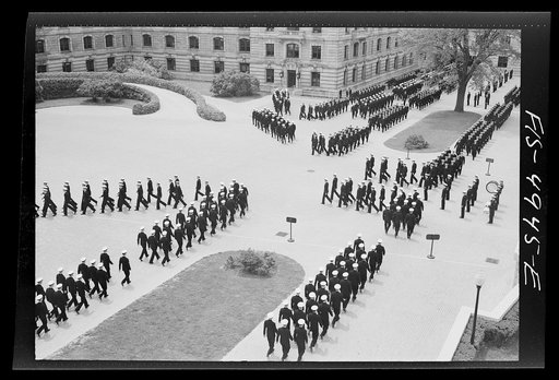 Untitled photo, possibly related to: U.S. Naval Academy, Annapolis, Maryland. Midshipmen in formation