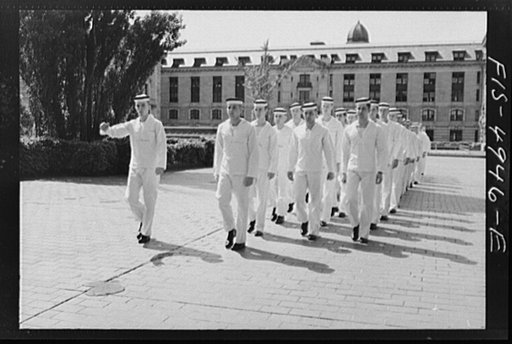 U.S. Naval Academy, Annapolis, Maryland. Midshipmen marching