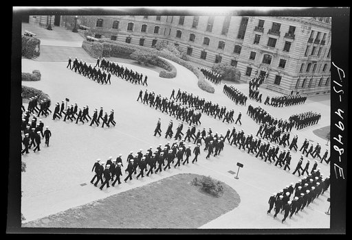 Untitled photo, possibly related to: U.S. Naval Academy, Annapolis, Maryland. Midshipmen in formation