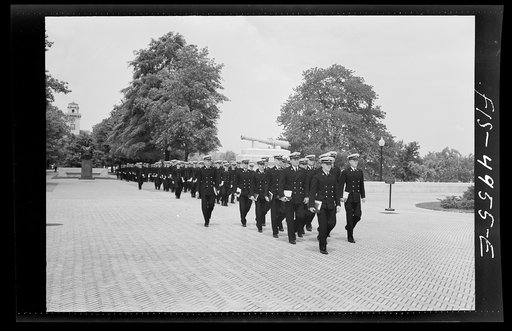 Untitled photo, possibly related to: U.S. Naval Academy, Annapolis, Maryland. Midshipmen in formation