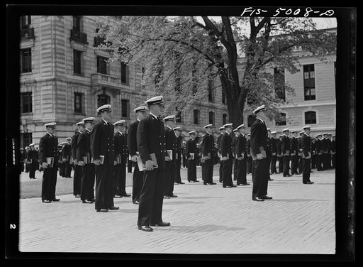 U.S. Naval Academy, Annapolis, Maryland. Midshipmen in formation