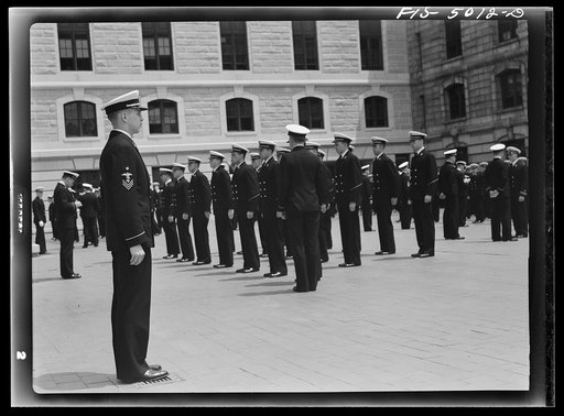 Untitled photo, possibly related to: U.S. Naval Academy, Annapolis, Maryland. Midshipmen in formation