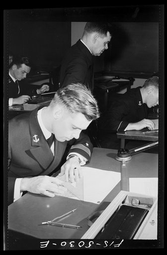 U.S. Naval Academy, Annapolis, Maryland. A regimental commander studying