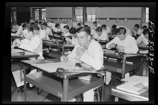 Untitled photo, possibly related to: U.S. Naval Academy, Annapolis, Maryland. Classroom instruction