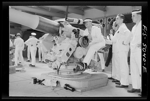 Untitled photo, possibly related to: U.S. Naval Academy, Annapolis, Maryland. Instruction in gunnery