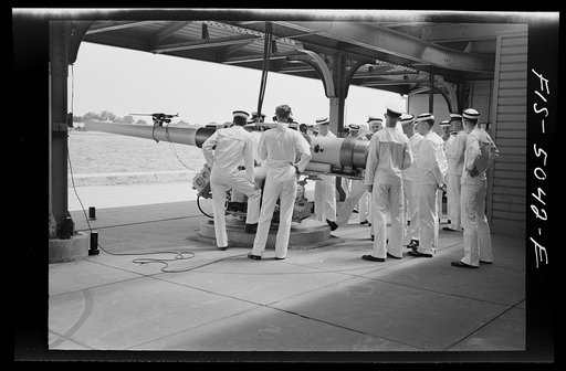Untitled photo, possibly related to: U.S. Naval Academy, Annapolis, Maryland. Instruction in gunnery
