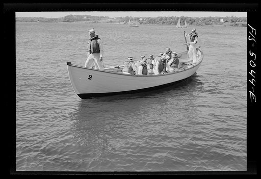 U.S. Naval Academy, Annapolis, Maryland. Midshipmen in a whaleboat