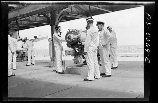Untitled photo, possibly related to: U.S. Naval Academy, Annapolis, Maryland. Instruction in gunnery