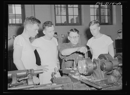 U.S. Naval Academy, Annapolis, Maryland. Instruction in the machine shop