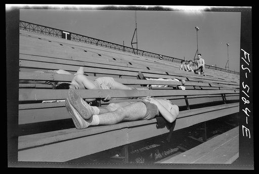 U.S. Naval Academy, Annapolis, Maryland. Rowing crew resting