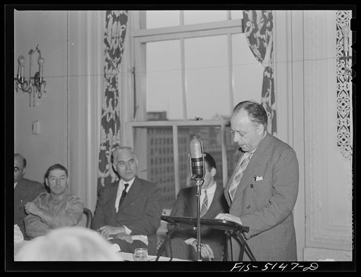 Untitled photo, possibly related to: Washington, D.C. Mr. Este, a Swedish journalist, addressing Washington journalists at the National Press Club luncheon