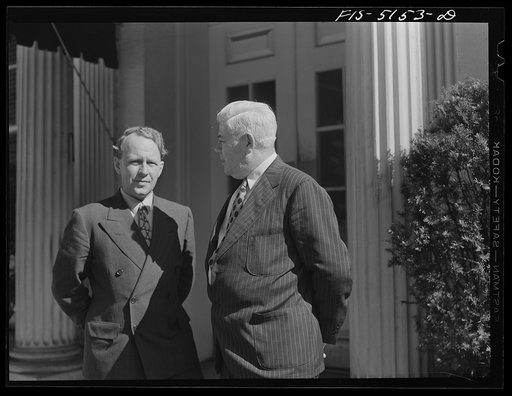 Washington, D.C. Mr. Nasstrom, a Swedish journalist, with Mike McDermott of the U.S. State Department, after President Roosevelt's press conference