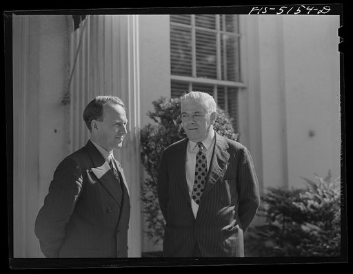 Washington, D.C. Mr. Nasstrom, a Swedish journalist, with Mike McDermott of the U.S. State Department, after President Roosevelt's press conference