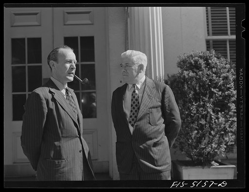 Washington, D.C. Mr. Horne, a Swedish journalist, with Mike McDermott of the U.S.  State Department, after President Roosevelt's press conference