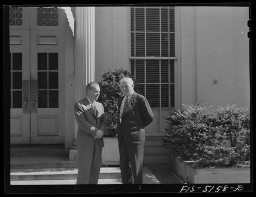 Washington, D.C. Mr. Vinde, a Swedish journalist, with Mike McDermott of the U.S. State Department, after President Roosevelt's press conference