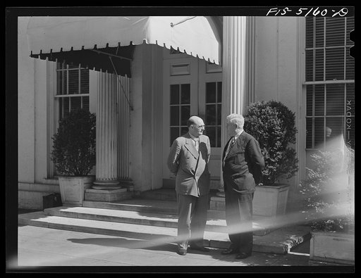 Untitled photo, possibly related to: Washington, D.C. Mr. Hedman, a Swedish journalist, with Mike McDermott of the U.S. Department, after President Roosevelt's press conference