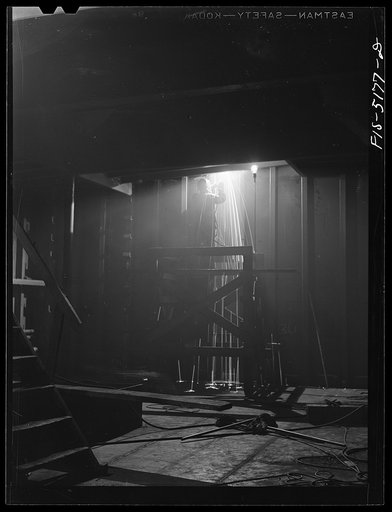 Decatur, Alabama. Ingalls Shipbuilding Company. Welding one of the bulkheads on an oceangoing barge