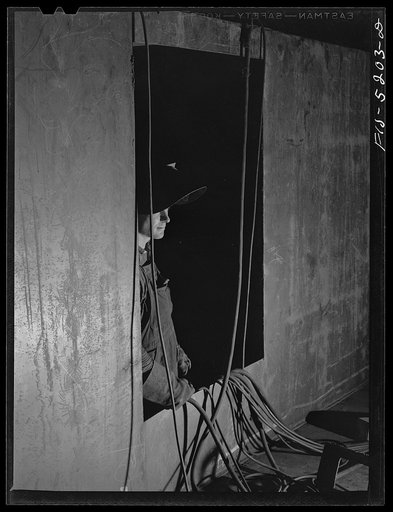 Untitled photo, possibly related to: Decatur, Alabama. Ingalls Shipbuilding Company. Welder on the night shift