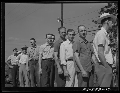 Untitled photo, possibly related to: Decatur, Alabama. Ingalls Shipbuilding Company. Payroll line