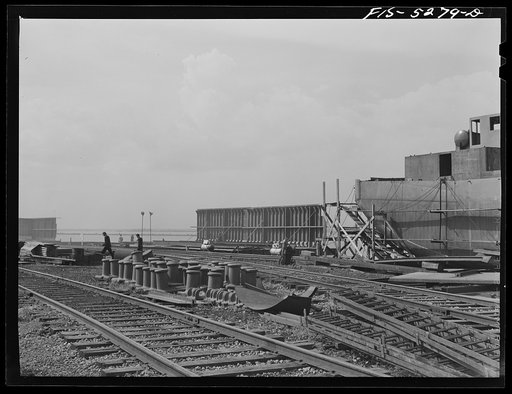 Decatur, Alabama. Ingalls Shipbuilding Company. Barges under construction